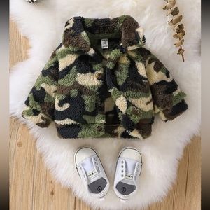 Shein Camo Print Flannel Jacket Toddlers Size 18-24M